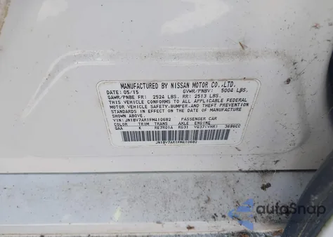 2015 Infiniti Q50 Premium from USA, damaged, VIN JN1BV7AR1FM410682